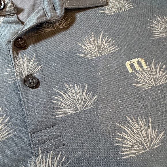 Travis Mathew Other - TravisMathew Polo Shirt Mens L Blue Agave Print Short Sleeve Performance EUC